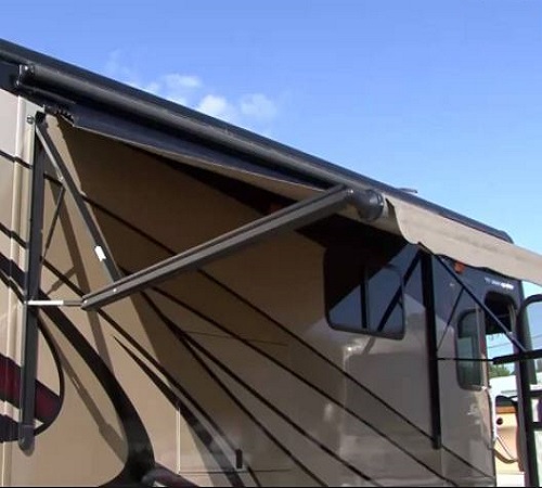 Power awning for clearance camper